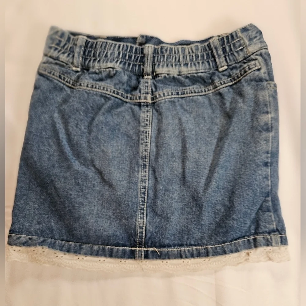 Disney Girls Blue Jean Skirt With Built In Shorts Princess Castle Design Size 6